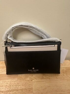 kate spade Black Leather Crossbody with a Tan Wristlet